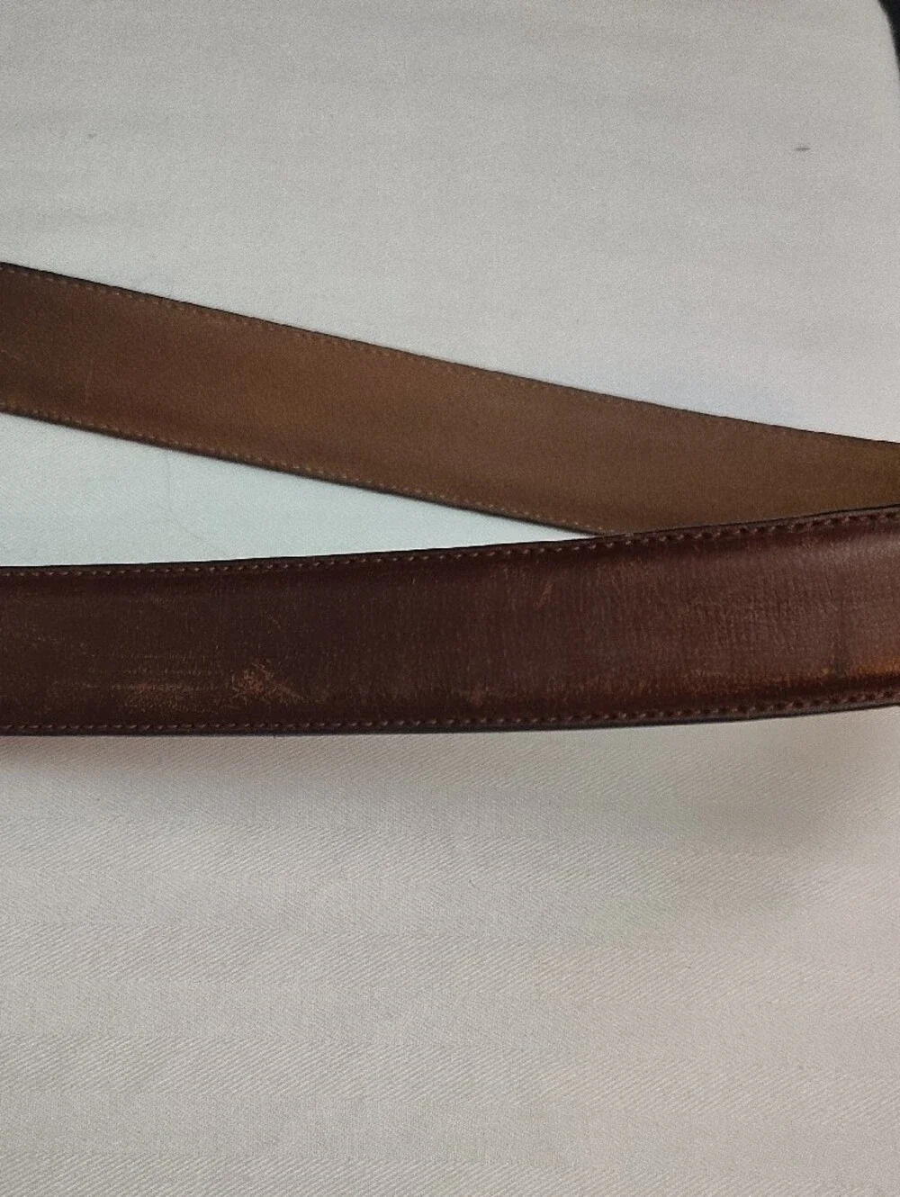 Tommy Hilfiger Brown Leather Men’s Belt with Flag Accent